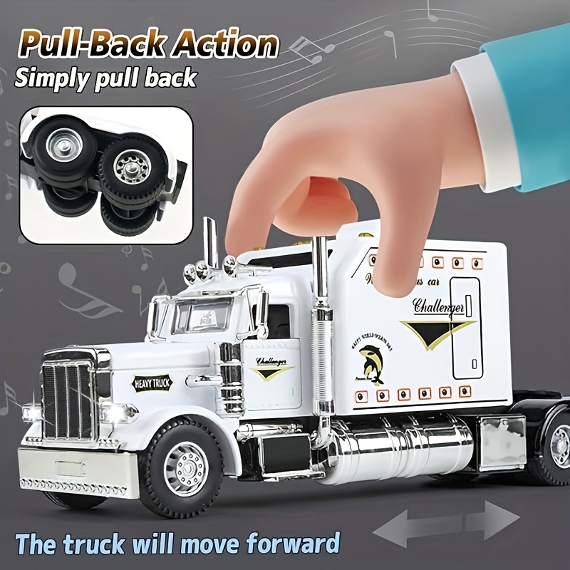 Metal Casting Model Car, Semi-heavy Trailer Toy Car, 1:24 Scale Truck Model, Pull-back Alloy Truck Toy, Perfect Gift For Children Over 6 Years Old, Birthday Gift, Collectible Toy Car Decoration