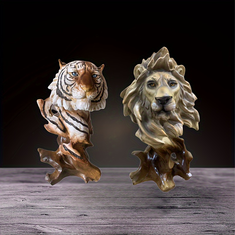 1pc 銅ゴールデンライオン像彫刻北欧抽象アート動物置物樹脂強力で横暴