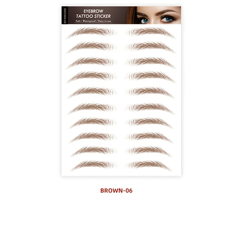 Disposable Brown Eyebrow Tattoo Stickers Realistic Easy To Apply And