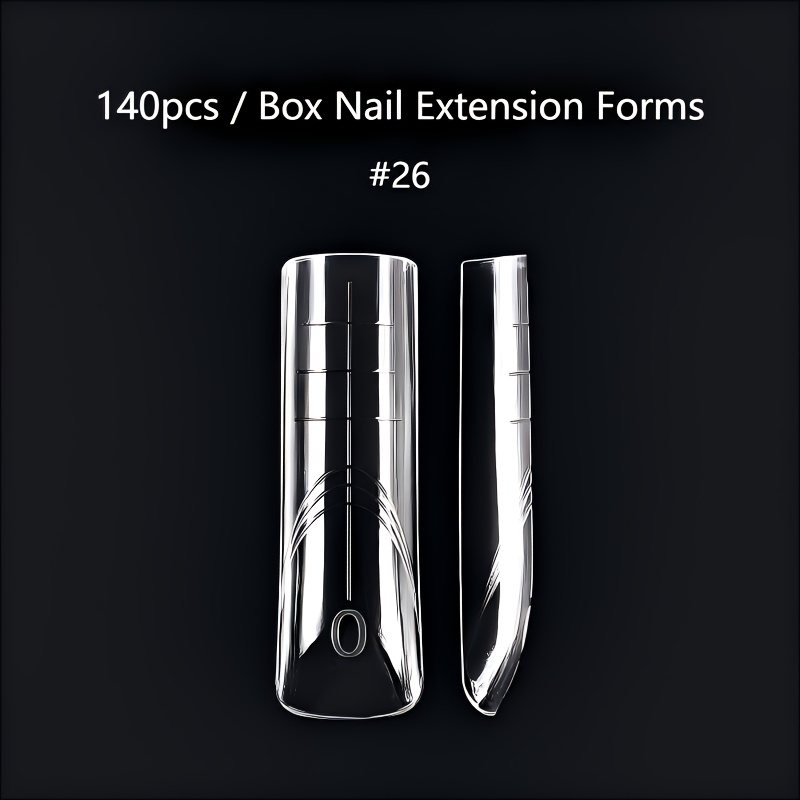 140pcs Case Professional Nail Technician Acrylic Nail Forms With Graduated Transparent Tube Square Nail Tips Extension Molds