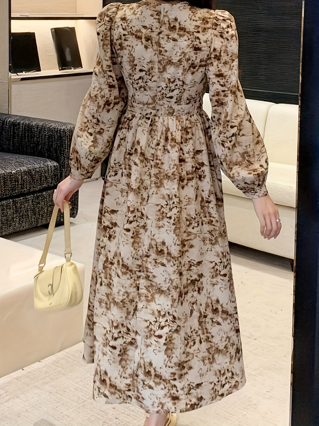brown floral wedding guest dress Audrina Brown Floral Halter Maxi Dress - S Size - Women's Dresses