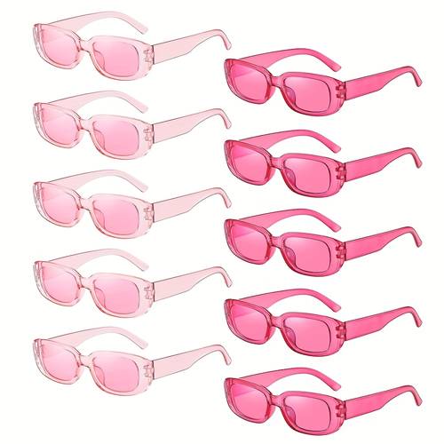 bulk set of 10 pink rectangular glasses for men and women trendy retro as party favors