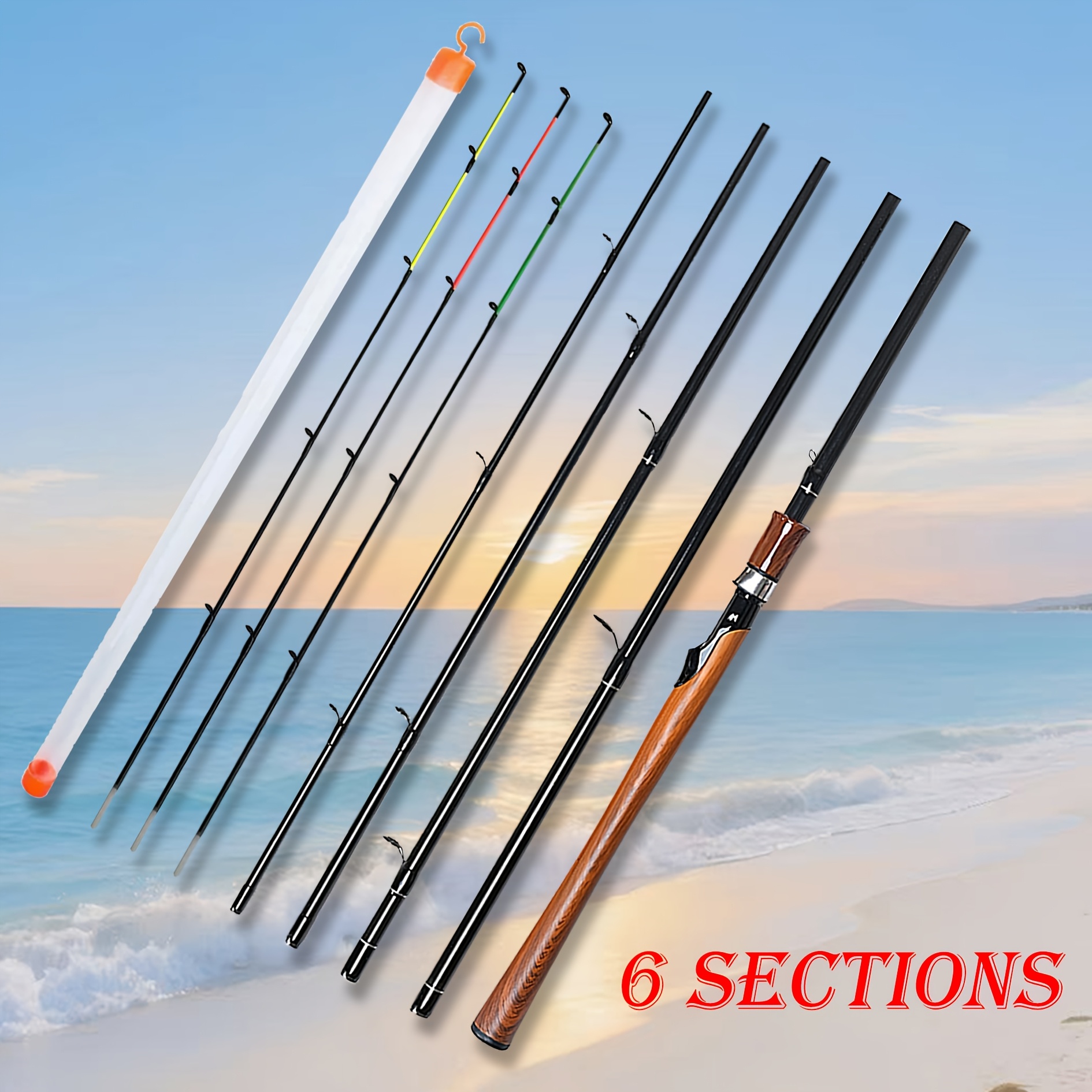 Image of European Feeder Fishing Popular Styles /9.85ft High Carbon Fiber Shaft Design Light Weight Responsive 6-section Design Easy To Carry Wood Grain Handle Piano Lacquer Feel Comfortable Ceramic Guide Ring