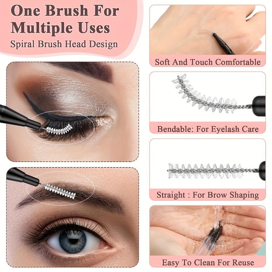 5/20pcs Micro Eyebrow Brush with Cap for Brow Lamination