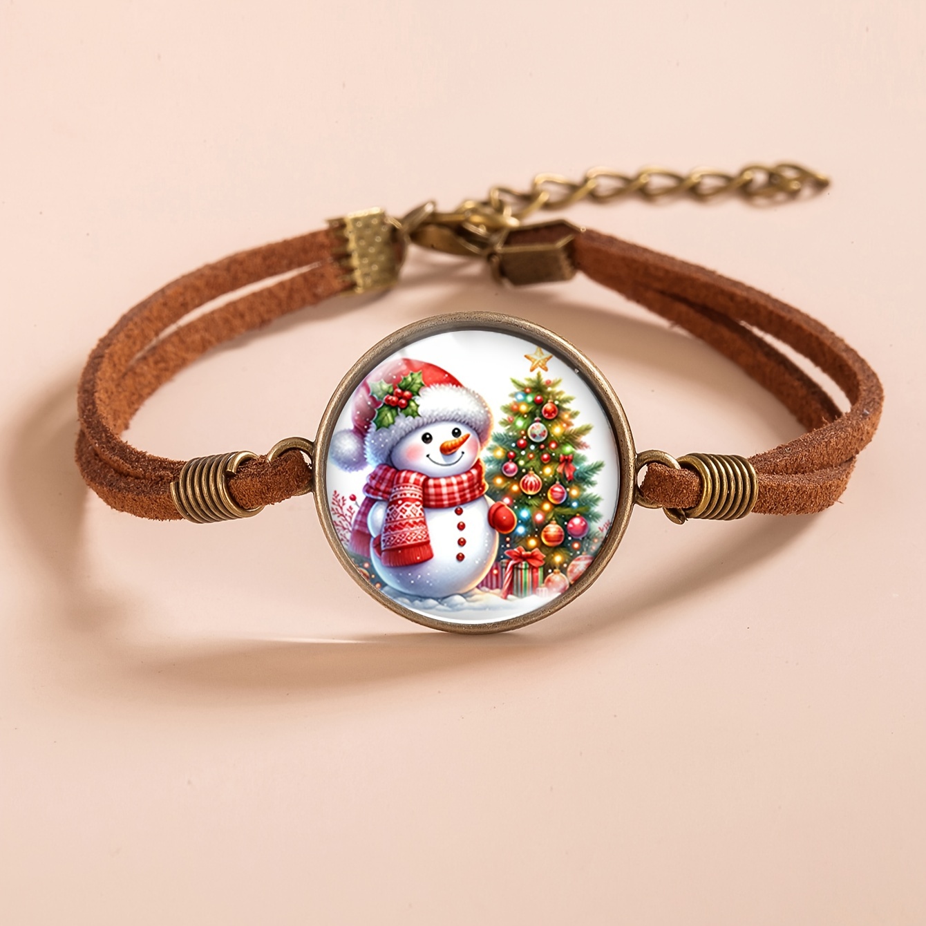 TEMU 1pc Retro Cute Cartoon Christmas Snowman Pattern Rope Women's Bracelet Christmas Retro Bracelet