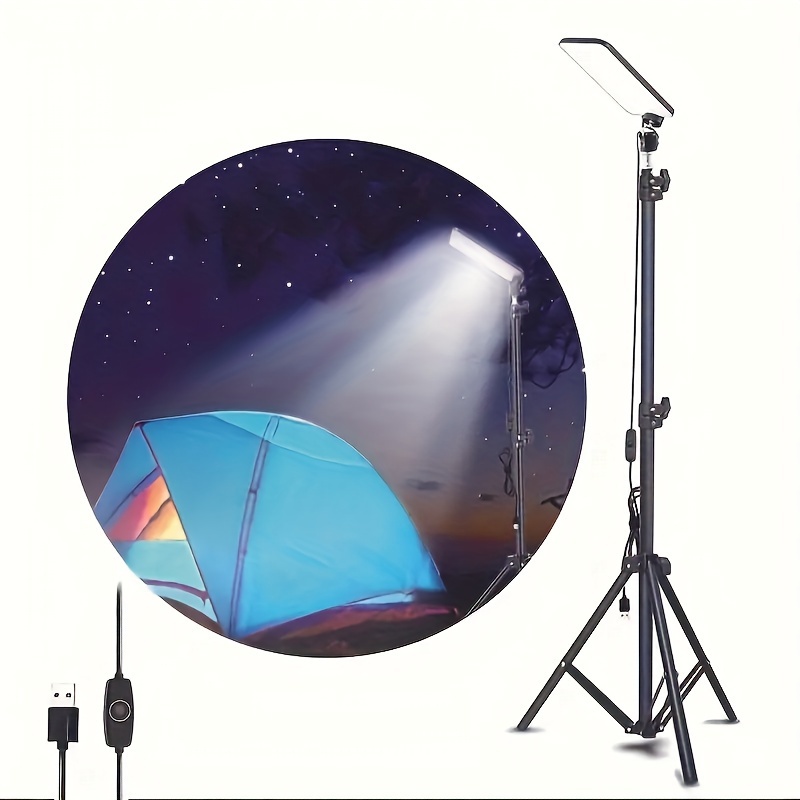 

Portable Outdoor Camping Lamp Stand, Multi-functional Work Light Tripod, Adjustable Height For Campsite & Vendor Lighting