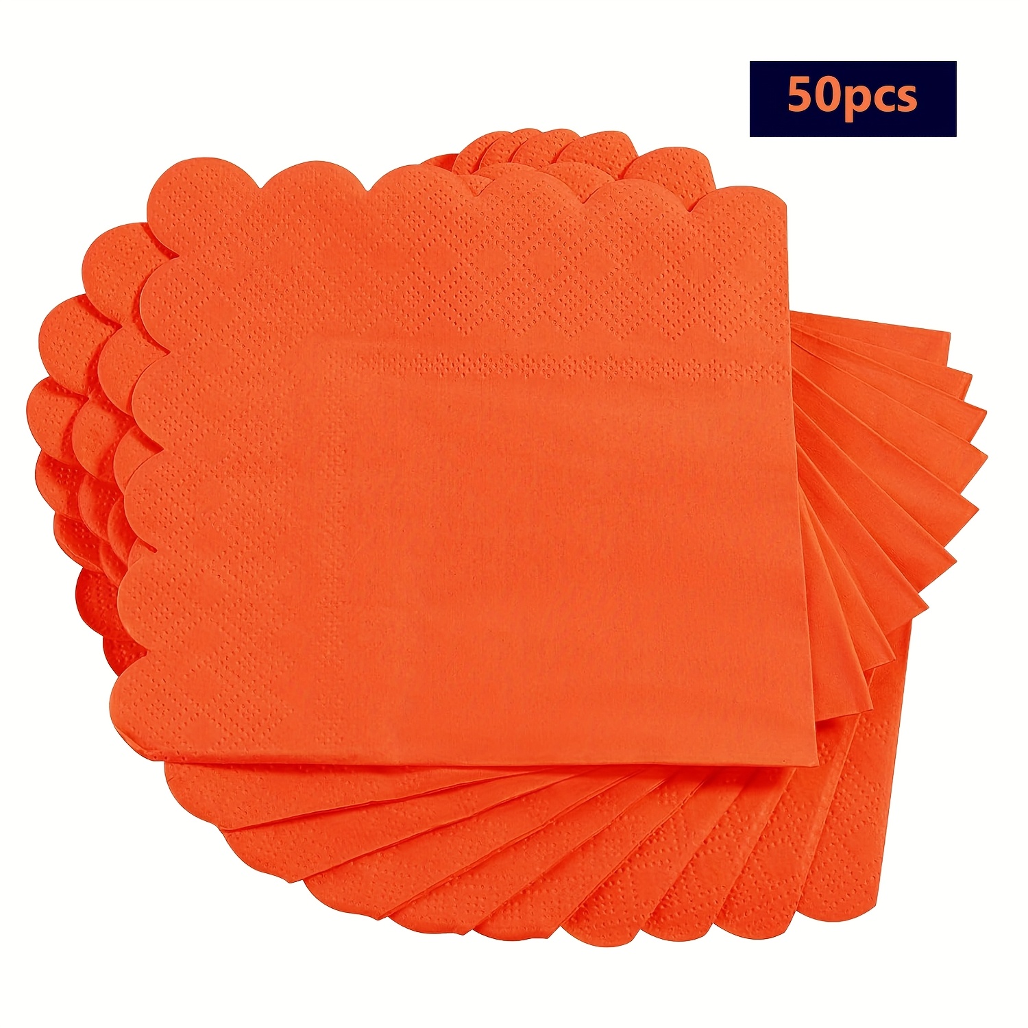 E-shop 50 Blatt 25 cm farbige Papierservietten mit orangefarbener Spitze, Cocktail-Fächerförmige Servietten für chinesische westliche Restaurants,