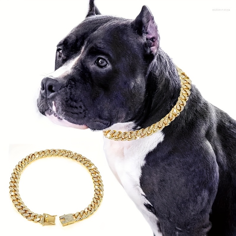 

Luxurious Hip-hop Style Pet Collar With Diamonds - Metal Material, No Battery Required