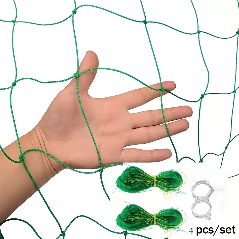 TEMU 2 Nets+2 Installation Accessories, Climbing Plant Net - Heavy-duty Garden Net, Used For Cucumber, Vine, Fruit And Vegetable, Tomato Plant Net,