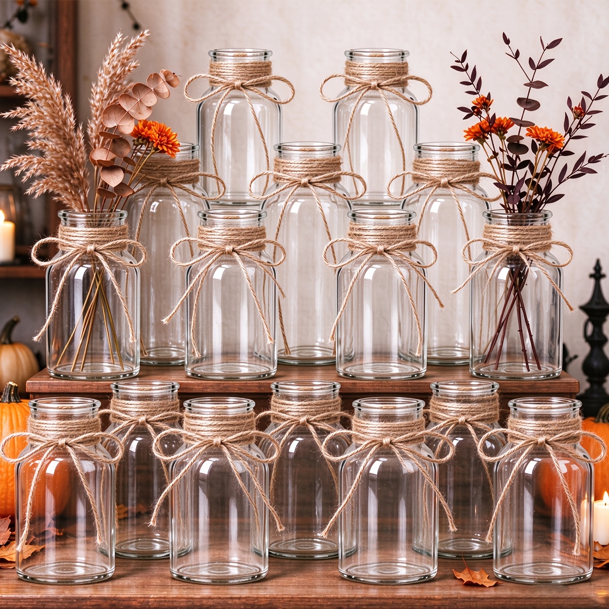 TEMU 16pcs Set Of Small Glass Vases, Table Decoration Vases, Plant Decoration Vases, Home Decoration Vases, Vase Sets Suitable For Illustrations/