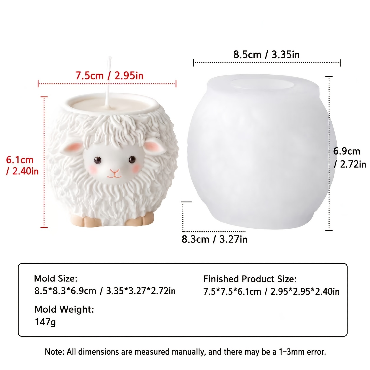 TEMU 1pc 1- Lamb-shaped Mold Suitable For Diy Plaster & Resin Crafts, Non- Candle/resin/plaster Molds With Lamb Shape For Aromatherapy Candles, Wax