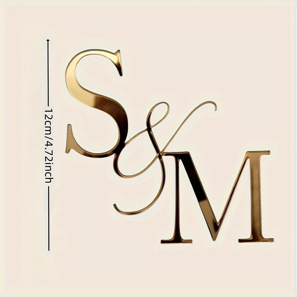 TEMU Panneau de décoration de mariage 2D plat, lettre personnalisée en acrylique doré - Décoration d'anniversaire personnalisée avec design cursif