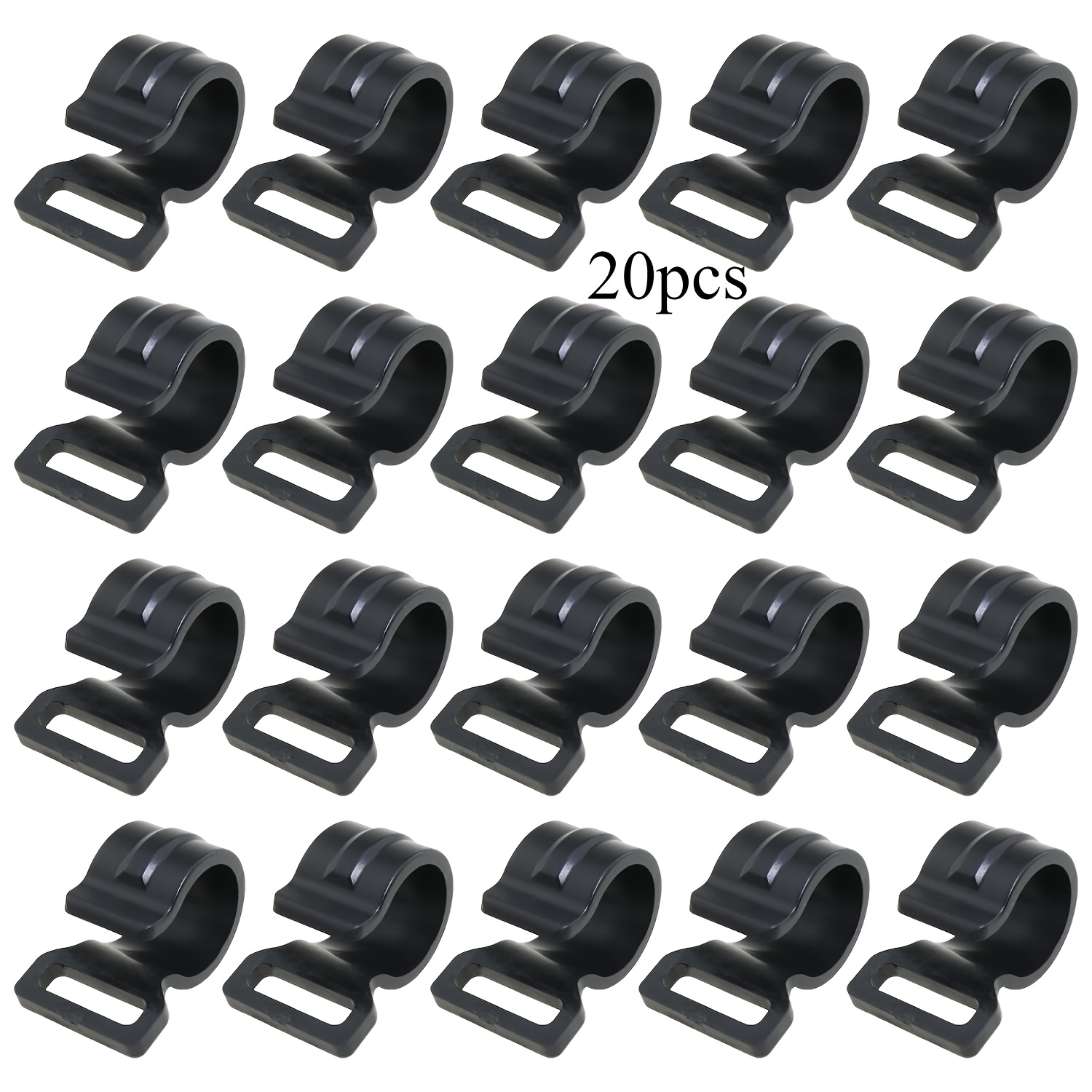 E-shop 20 Stück 19,5x20x9mm Beleuchtungshaken Campingzubehör Haken C Zeltstangenclip Schwarz Zeltstangenbefestigungsclip zur Sicherung von