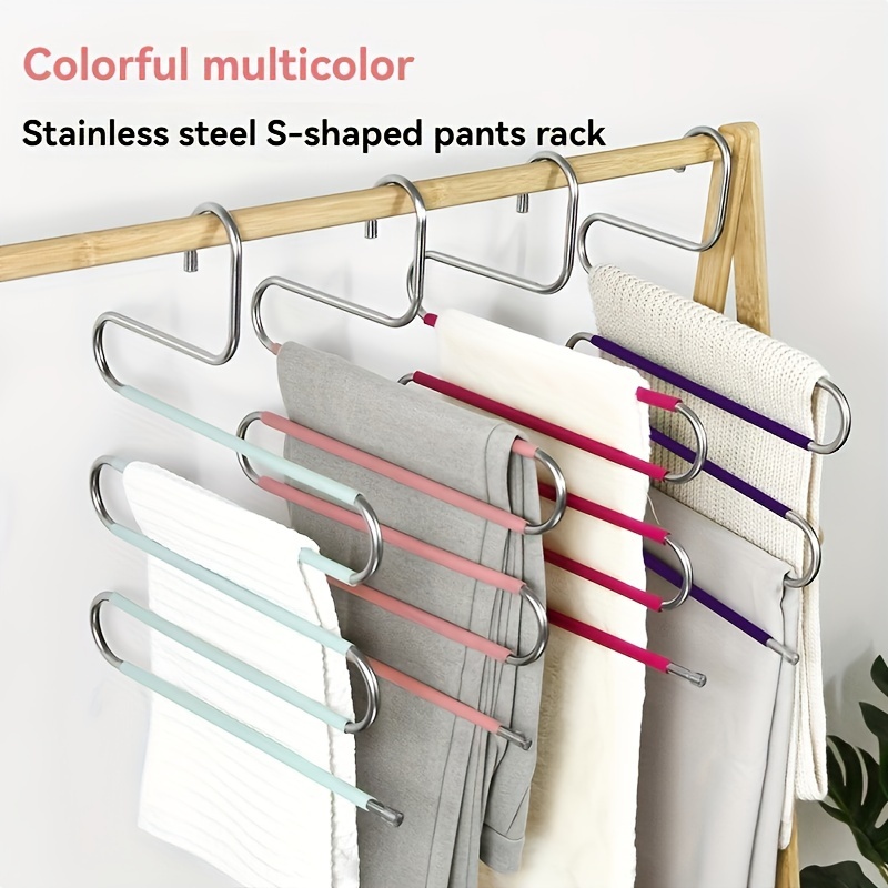 

Stainless Steel S-shaped Pants Rack: Multi-layered, Non-slip, And Durable For Home Use