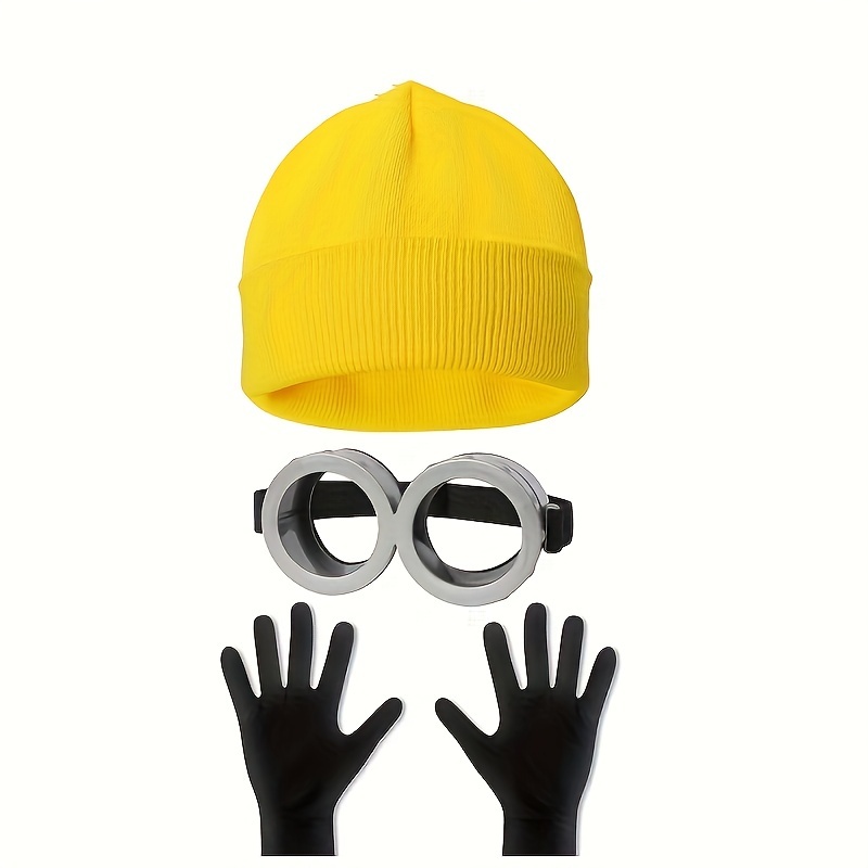 

3pcs Yellow Knit Hat & Gloves Set - Halloween, Cosplay & Party Costumes