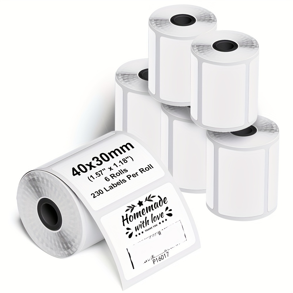

Phomemo M110/m200/m220/m221/m120 Multifunctional Self-adhesive Labels, 40x30mm(1.57"x1.18") Thermal Label Paper For Phomemo M110/m200/m220/m221 Label Makers. 230 Labels Per Roll. (6 Rolls)