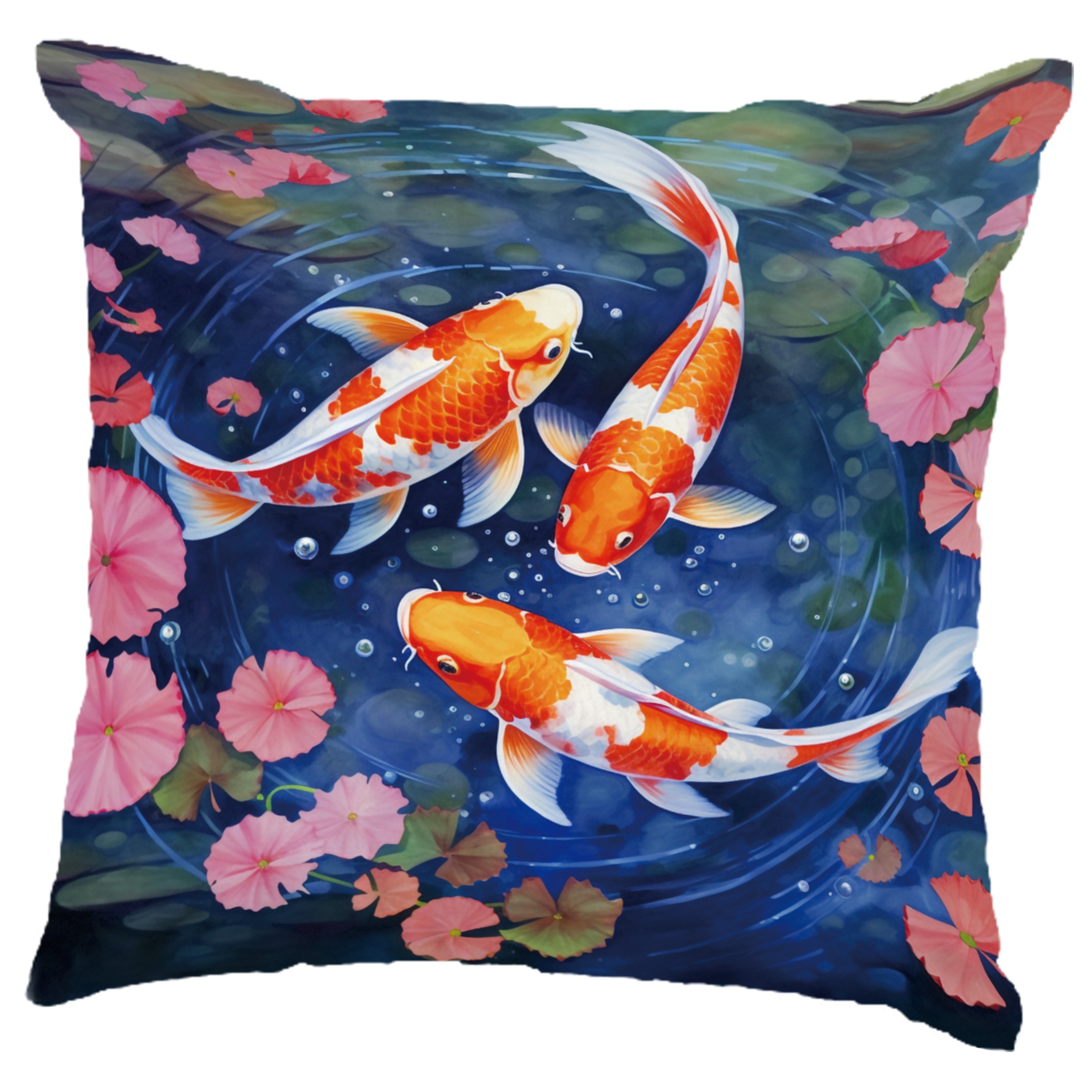 

1pc, Fish, Koi, Floral, Lake Water, Fashion Pattern, Printed Pillowcase, Home Decor, Room Decor, Living Room Decor, Bedroom Decor, Sofa Decor, Throw Pillow Case, 18in*18in, Pillow Insert Not Included