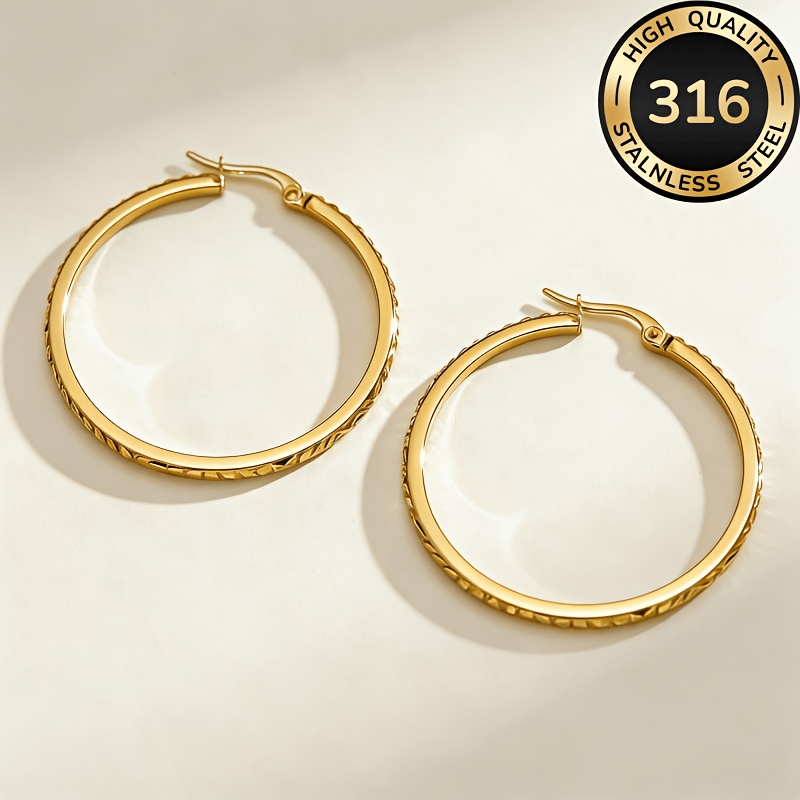Women's 18K Golden Plated Hypoallergenic Round Earrings