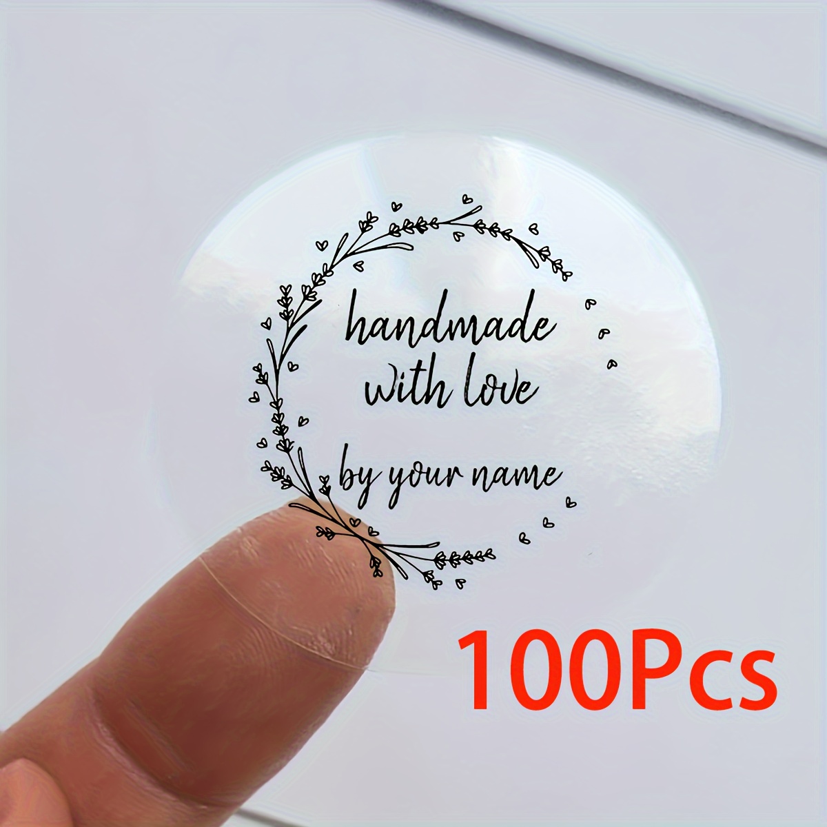 

100pcs Black Glittering Vinyl Stickers, Handmade With , Self-adhesive Round Transparent Decals For Glass, Single Use, Shimmery , Ideal For Gifts & Parties