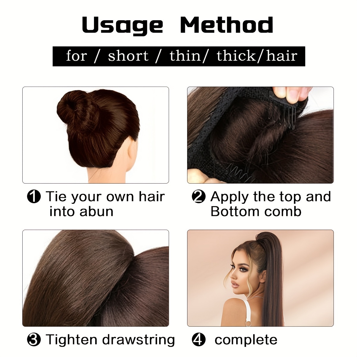 38 inch ombre white to light brown ponytail extension heat resistant synthetic hair for   for daily wear parties details 9