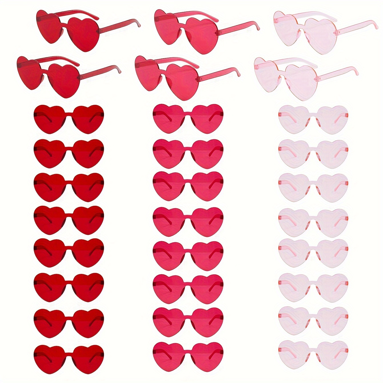 

Heart-shaped Fashion Glasses For Men And Women, 30 Pairs, Plastic Anti-reflective Lens, Holiday Party Decorative Eyewear Without Battery