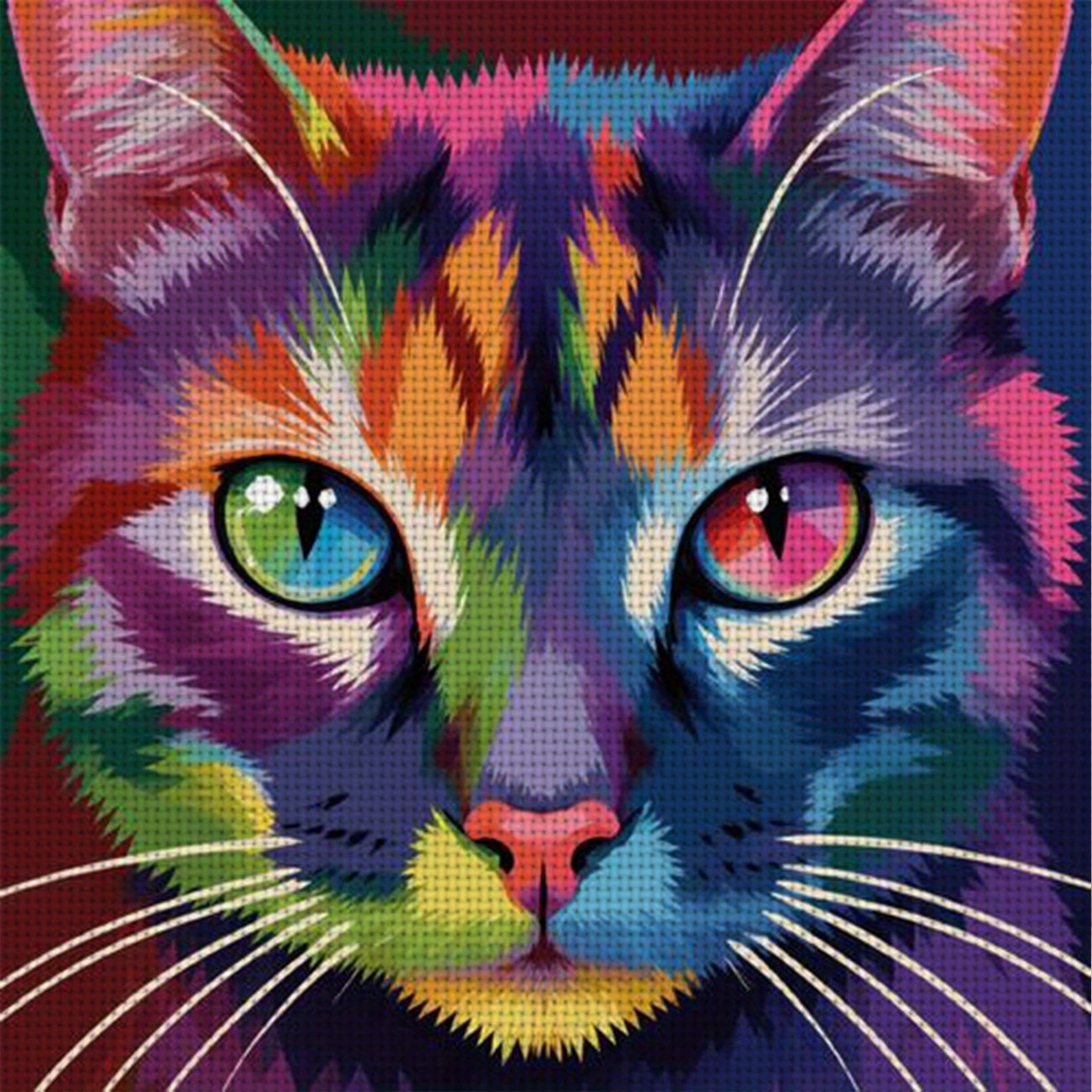 TEMU 1pc Printed Diy Cross Stitch Kit, Frameless, "colorful Cats" Pattern, Perfect For Beginners' Relaxing Craft Time, Experience The Full From