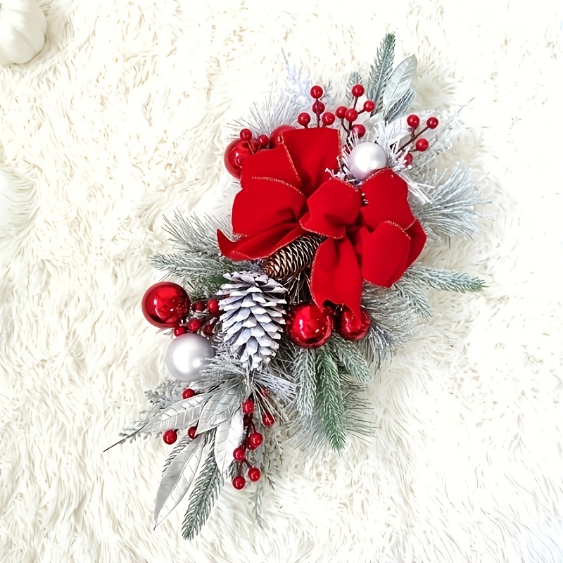 

Christmas Wreath - Red Bow & , -mounted For And