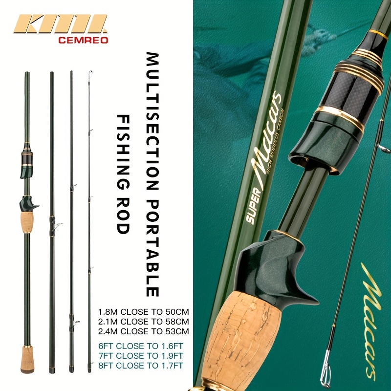 

Cemreo Portable Carbon Fiber Travel Fishing Rod - , Medium Power, /casting Options, 5.91ft .87ft Lengths,