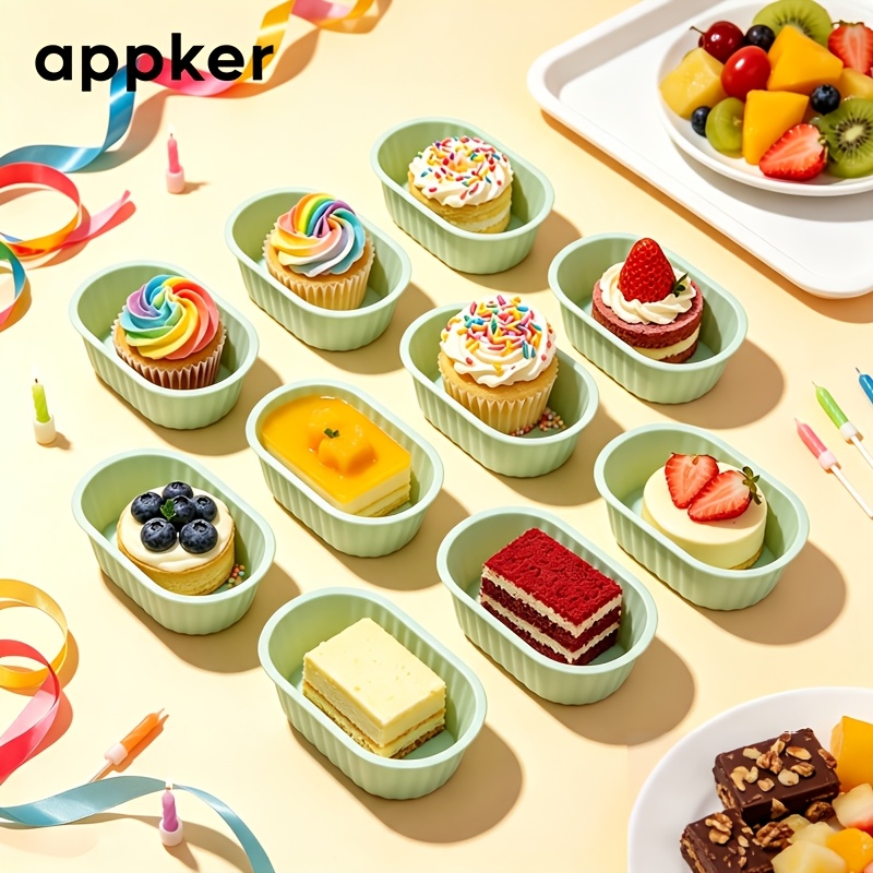 TEMU Appker 10/6pcs Of Reusable Mini Silicone Bread Baking Trays, Suitable For Air Fryer And Oven, Oval Silicone Baking Mats, Bread And Baking Molds,