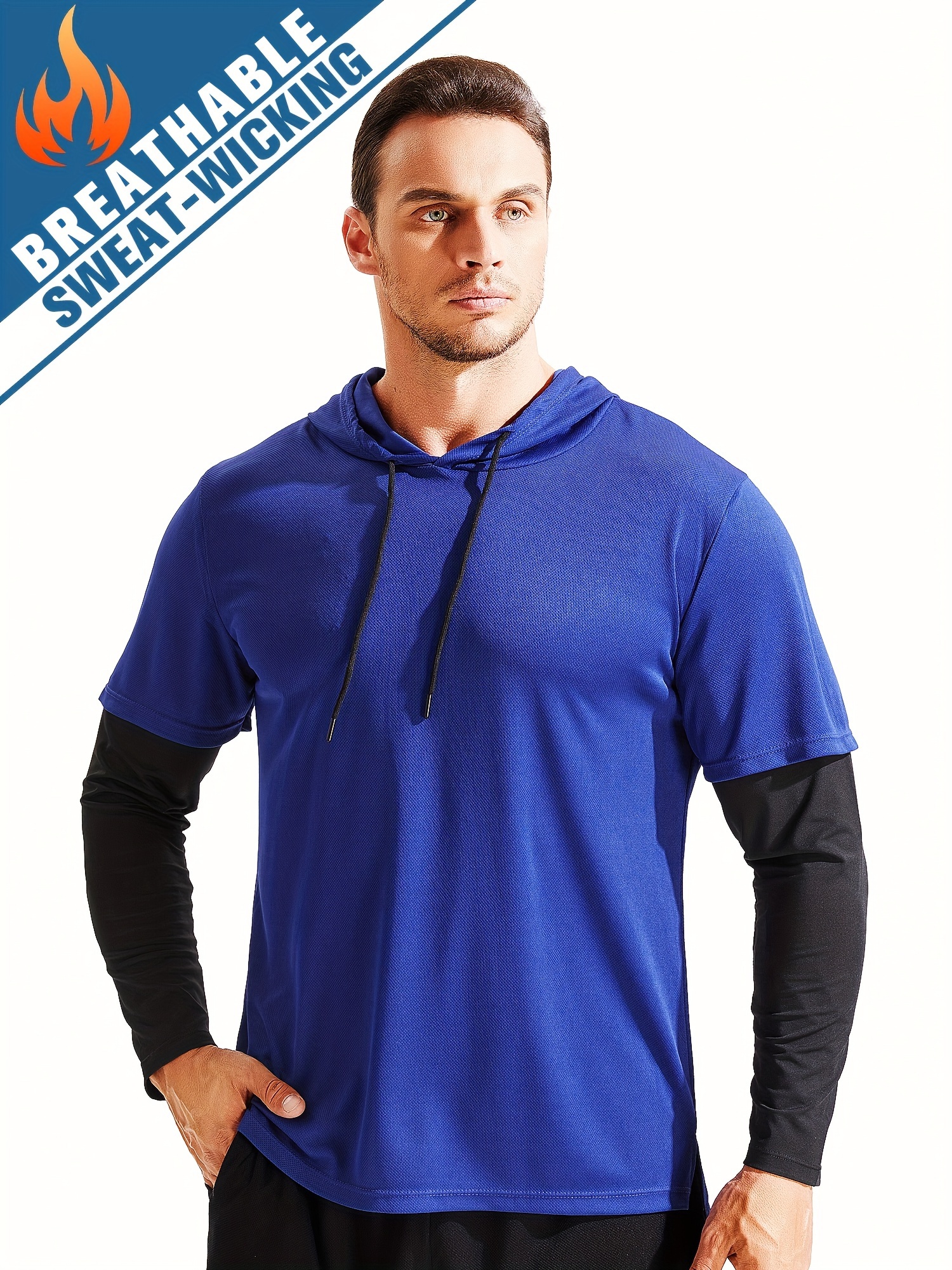 mens quick hoodie sweat wicking workout shirt hood Temu Netherlands