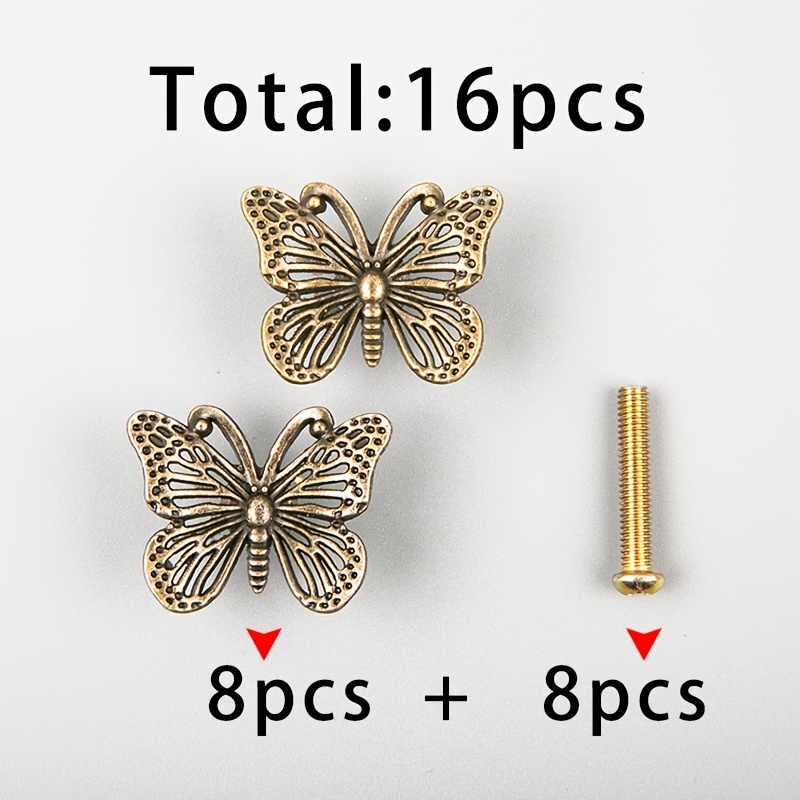 TEMU 8pcs Copper-colored Shaped Iron Pulls And 8pcs 4x22 Copper-colored Screws Total 16pcs Hollow Single Hole Pulls Shaped Drawer Cabinet Door Knobs