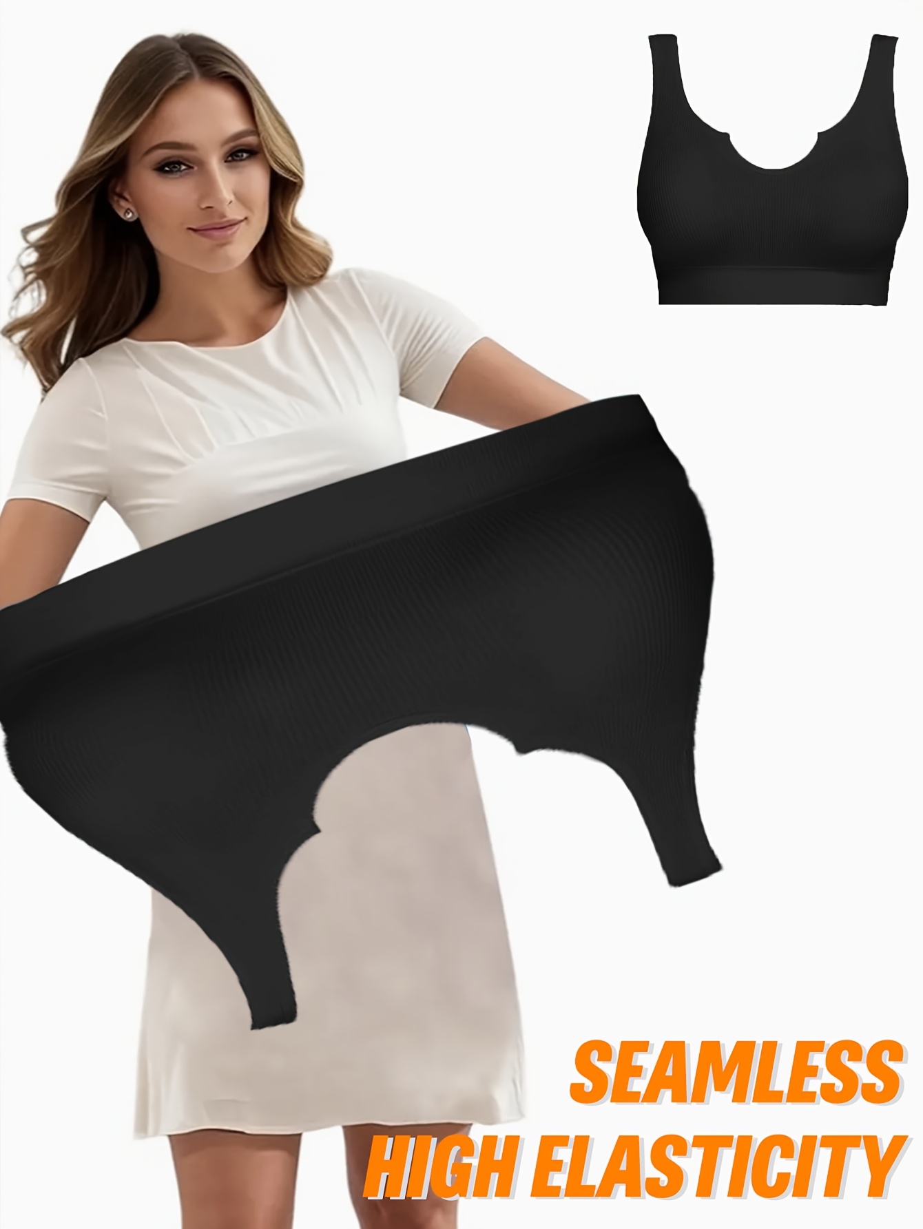 Women'S Daily Casual Low-Collar Non-Removable Chest Pad Bra, Seamless Breathable, Medium Stretch Polyamide Knit Fabric, 120g/?, Solid Color, Easy Comfortable, Sexy, for Women