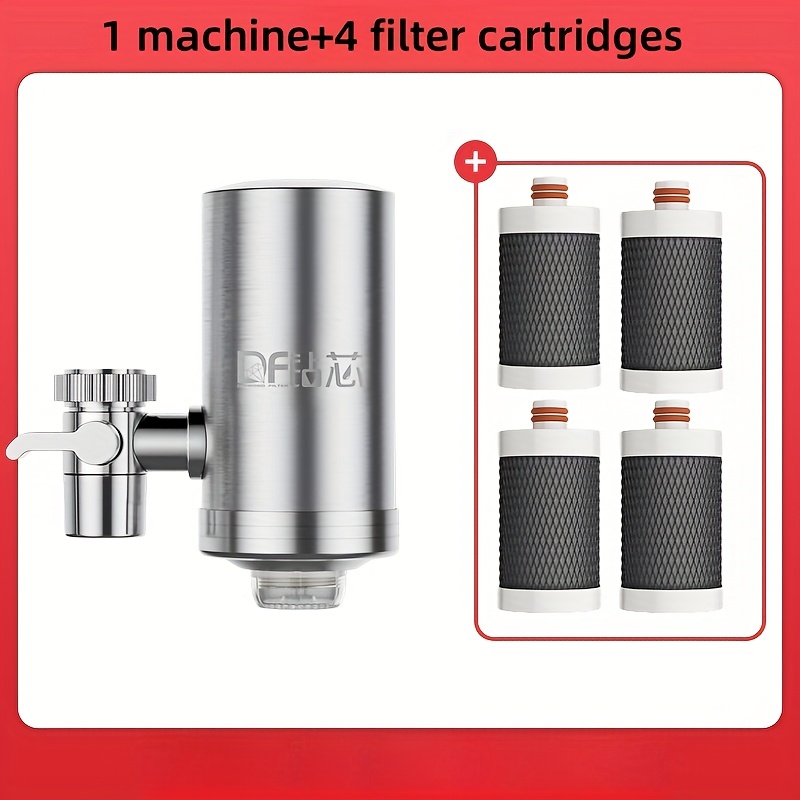Un ensemble de purificateurs d'eau pour robinet en acier inoxydable est livré avec quatre cartouches filtrantes intégrées qui éliminent le tartre et les dépôts minéraux. La combinaison de ces quatre filtres offre une filtration durable pour l'eau du robinet domestique., Filtre Robinet Cuisine, Filtre À Eau, Carafe Filtrante Eau, Filtre Eau Cartouche, Osmoseur Inverse Eau Potable, Filtre Eau Potable, Robinet Filtre Eau