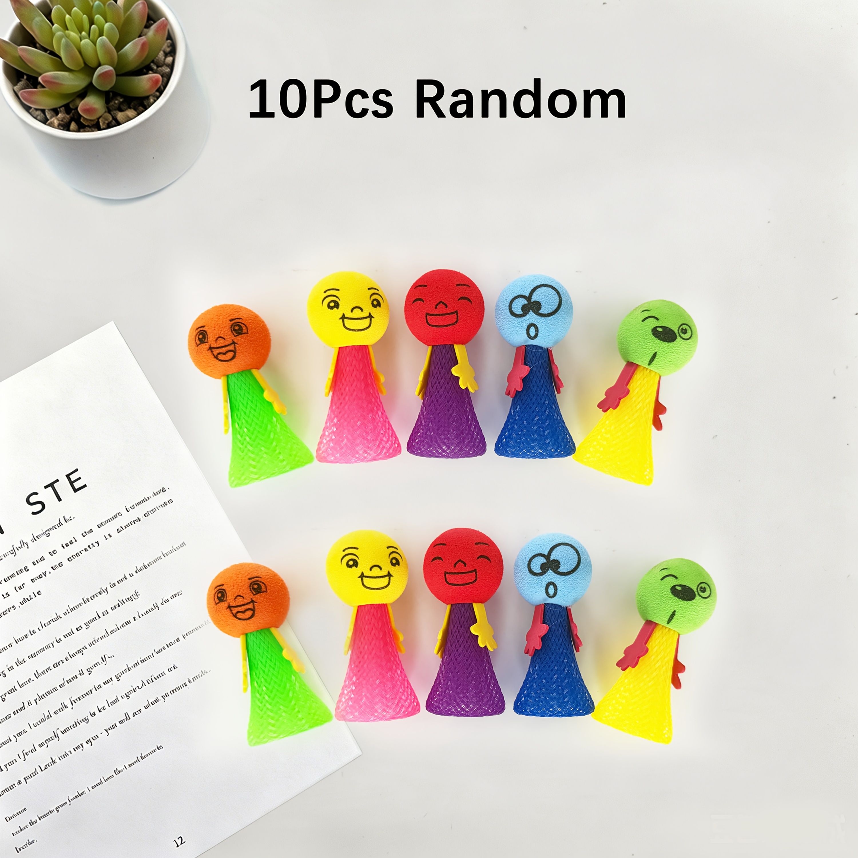 TEMU 10pcs Cute Jumping Doll Spring Toys | Mixed Color, Perfect For Kids Party Favors, Classroom Prizes, Fidget Toys, Birthday Gifts, Christmas,