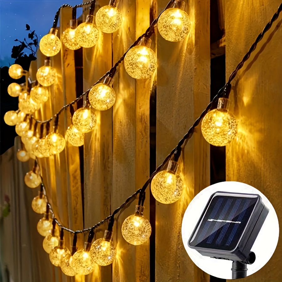 

Solar-powered Crystal Ball Bubble Lights: 50/100 Led Warm White, 8 Modes, Perfect For Gardens, Courtyards, Camping, Parties, Weddings, Dances & Birthdays