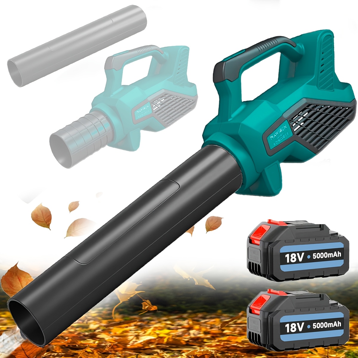 Heavy Duty Cordless Leaf Blower, Electric Handheld Snow Blower with 2x 5000mAh Batteries – Ideal for Outdoor Use in Yard & Garden Care or Car Cleaning (Compatible with Makita®), Handheld Design, Lightweight Blower, Longlasting Batteries, Durable