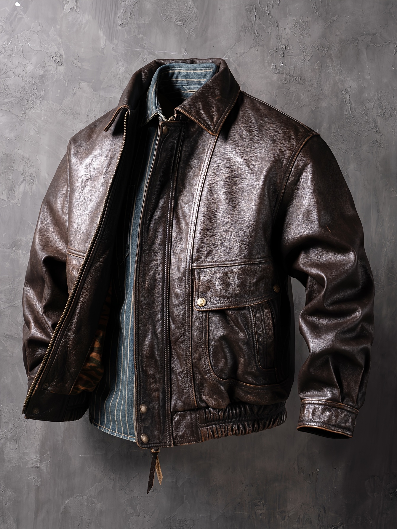 veste bomber vintage homme look cuir rétro marron Temu Switzerland