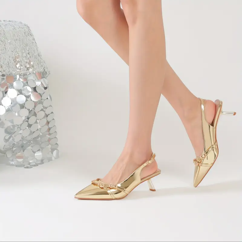 * Kitten Heels For Women Pointed Toe Pumps Patent Low Heel Slingback Heels With * Dress Shoes For Dating Party Working * Kitten Heels For Women Pointed Toe Pumps Patent Low Heel Slingback Heels With * Dress Shoes For Dating Party Working