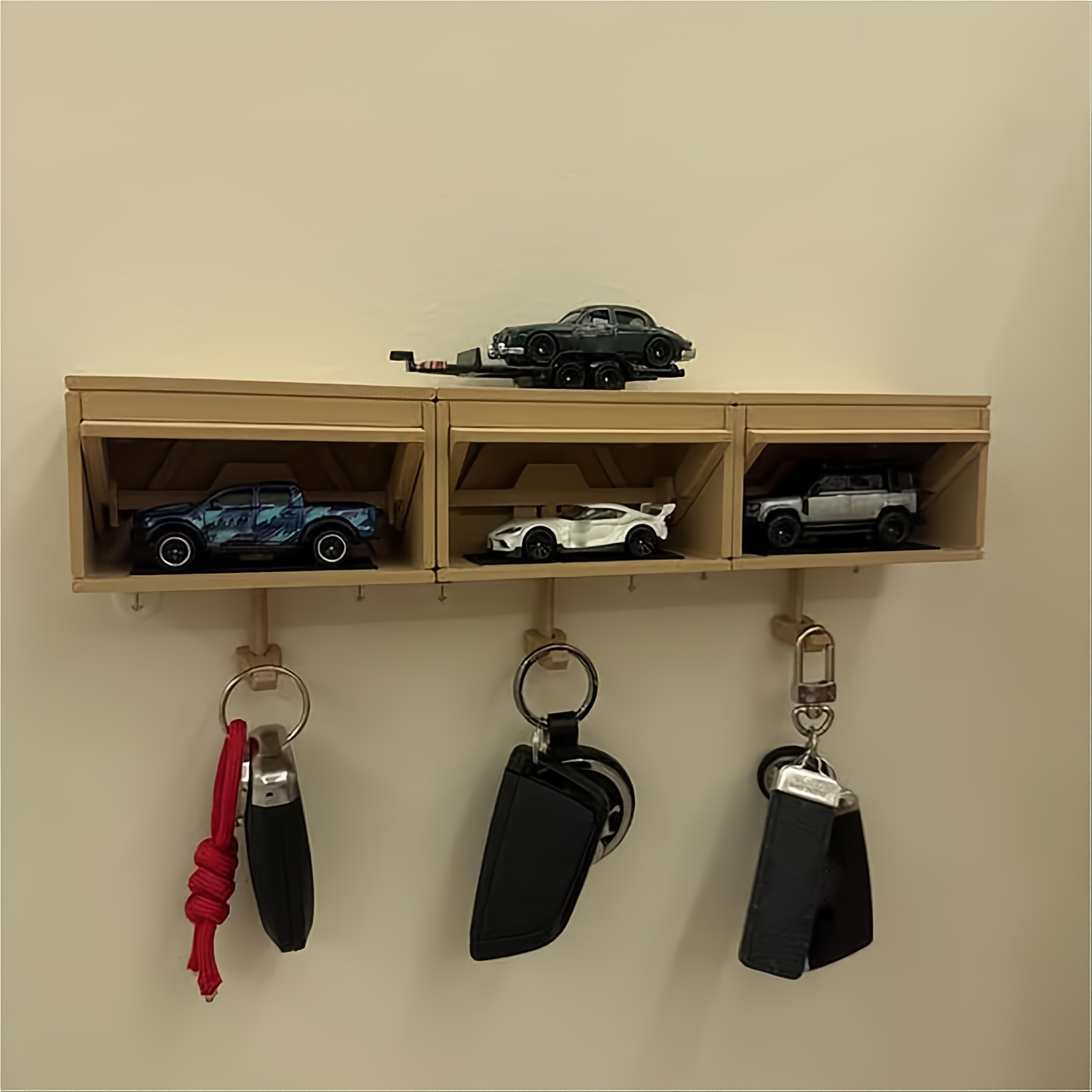 Porte-clés Mural Garage Voiture Avec Porte Ouvrable - Organisateur Décoratif 3D Pour Entrée, Cadeau Homme