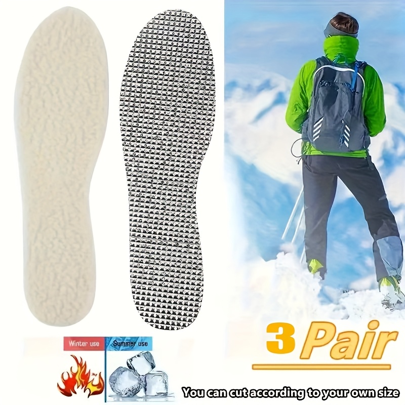Image of Winter Unisex Adult 3 Pairs Of Lamb Velvet Warm Insoles, Moisture-proof And Cold-proof, Breathable Double-sided Winter Pads, Heated Warm Insoles, Adjustable Size Heating Insoles