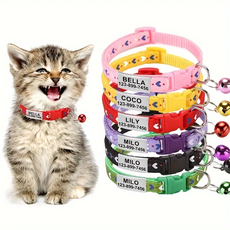 

Custom Engraved Cat Collar With Id Pendant, Cute Personalized Gift, Polyester Material