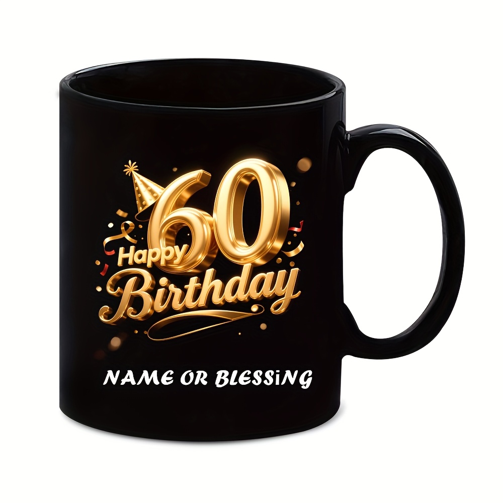 60 Happy Birthday Customized Gift For 60th Birthday - Name And Customized, Date Customized - Party Hat And Ribbon Decorations Create A Atmosphere - The Best And Most Suitable Gift For