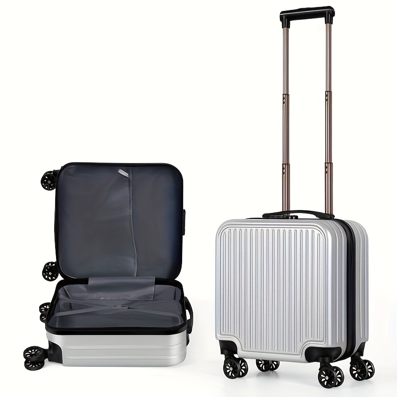 Carry On Square Suitcase On Wheels 18 Inch Square Boarding Carry On Suitcase,Hardside Small Suitcase With  Spinner Wheels Lightweight Rolling Cabin Suitcase,Black,For Travel 
