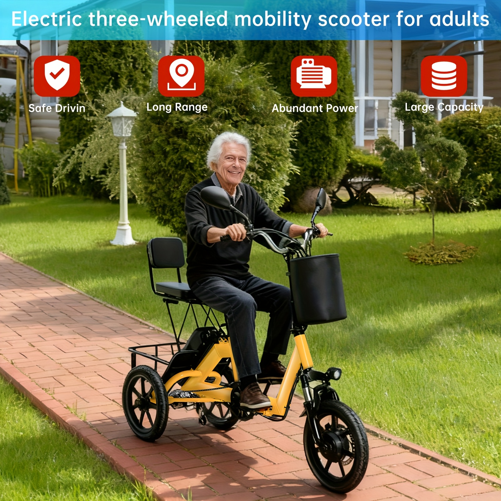 foldable   for home use adult   electric pedal bike with 480wh removable battery dual seats with front and back baskets   for transporting kids and elderly 45 miles 3 riding     Product details 1