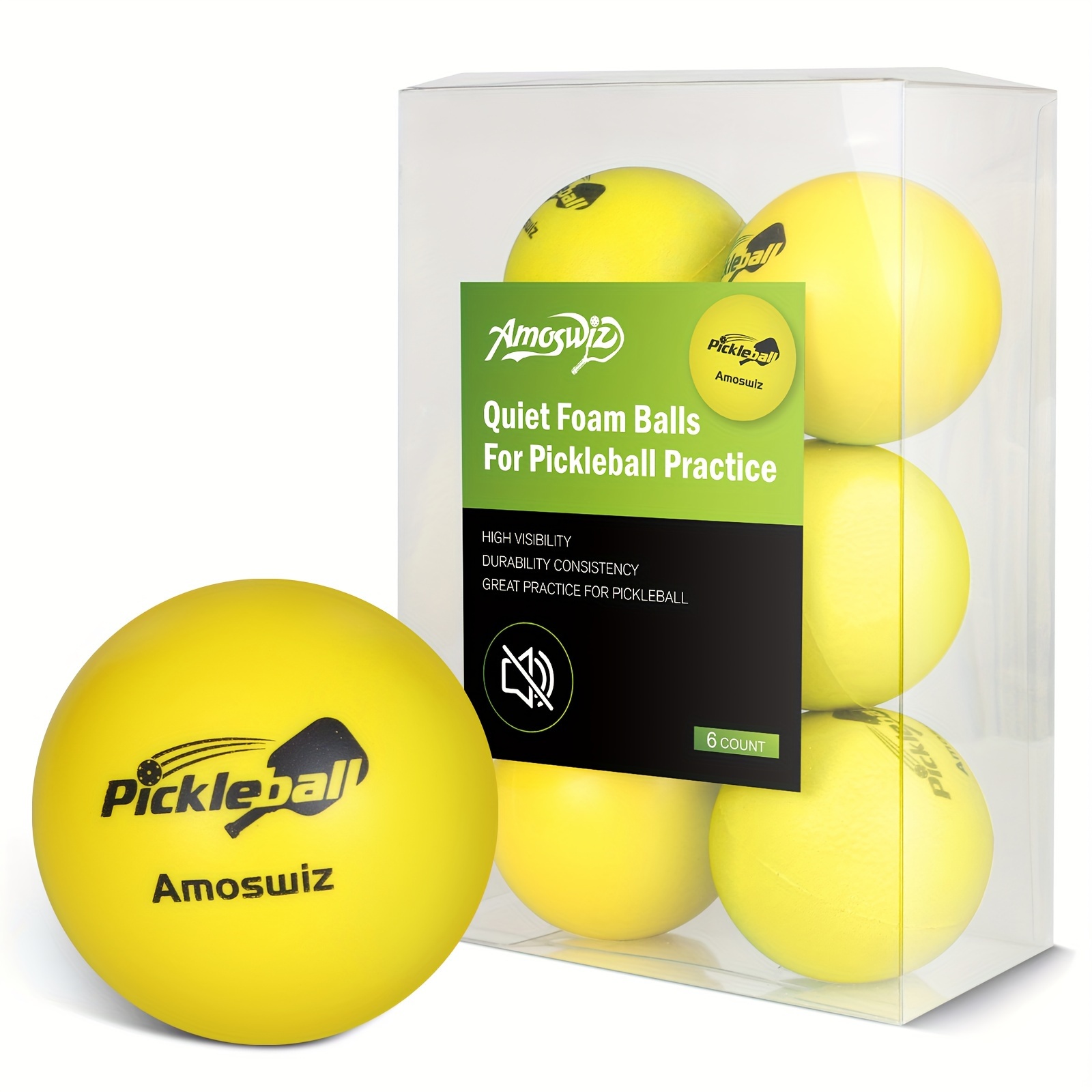 

Amoswiz Quiet Foam Pickleballs - Indoor & Outdoor Play, Training Balls In Yellow