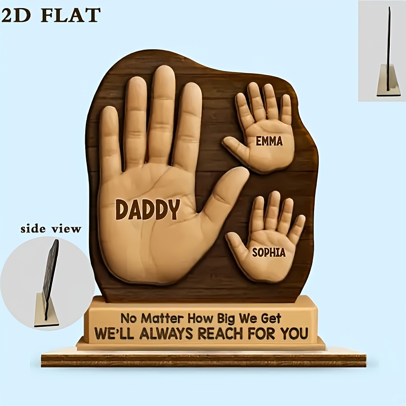 TEMU Personalized Single Layer Dad Wood Sign Plaque, " How Old , Out To You" With Tablet And Name, Suitable For Dad's Birthday Gift, Father's Day