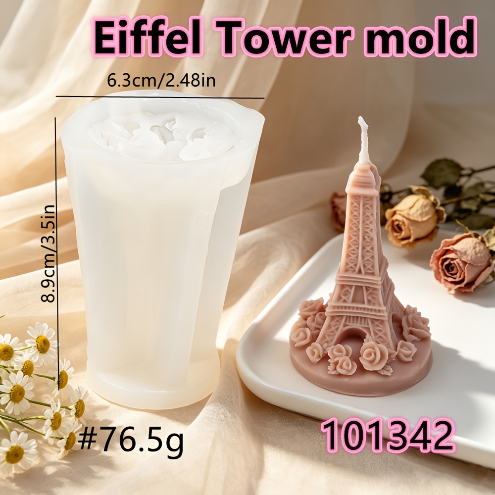 TEMU Stampo in silicone 3D Eiffel con rose, design di per candele profumate, produzione di , artigianato in resina, San, decorazioni per la casa e