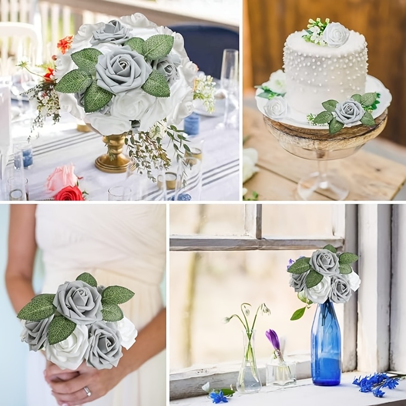 15 Tiges D'eucalyptus Artificiel Argenté Avec Graines Roses - Décoration Fleuriste, Mariage, Vase Ou Bouquet - 3