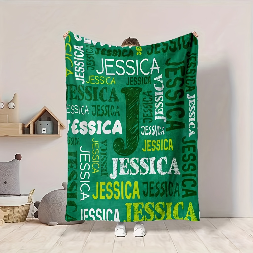 TEMU 1pc Of Custom Name Flannel Blanket, Cozy And Warm, Perfect As A Cute Gift, Lightweight For Use On A Sofa, Bed, During Travel, Camping, Room, Or