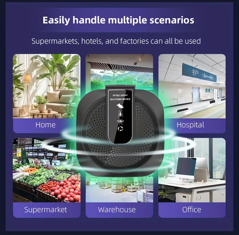 Ultra-Wide Coverage 0-500㎡ Smart Soundwave Technology Pest Repellent & Killer Suitable for Home, USB-Powered AI Drone-Free Insect Control, Safe for Pets &, Odorless Bug Zapper for Mice, Roaches, Spiders, Flies, Mosquitoes